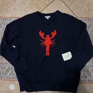 Navy Sweater with Red Lobster Design